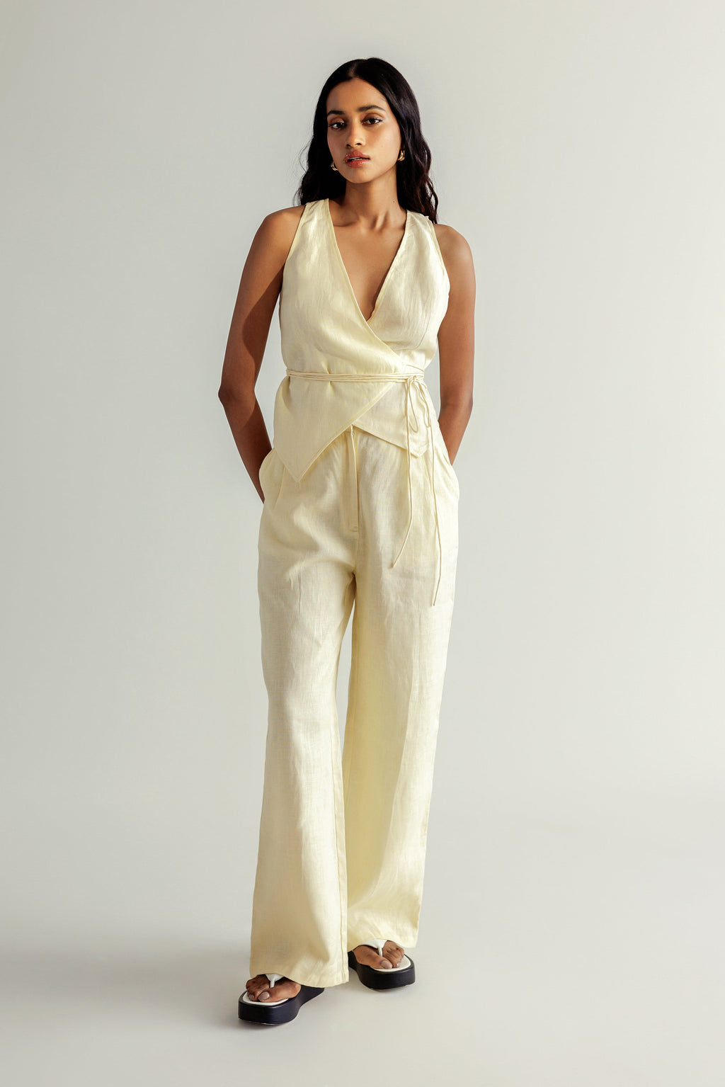 Comfort fit pants - Charteruse Yellow Silk Slub main image 0