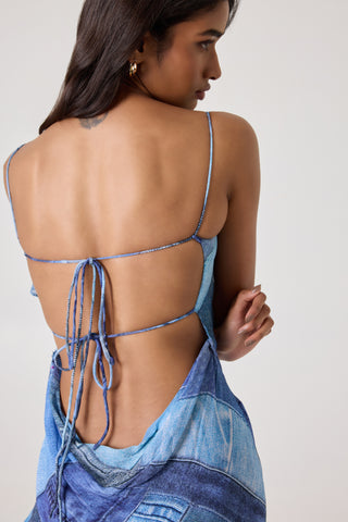 Bari Dress - Denim Patch, Xs | Maxi Dress for Women by Summer Away Bari Dress - Denim Patch, Xs | Maxi Dress for Women by Summer Away
