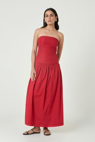 cherry red summer dress Cherry Red Embroidered Caftan Dress: Polka Dot Cotton Summer Dress
