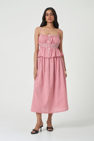 Oasis Top - Cherry Check