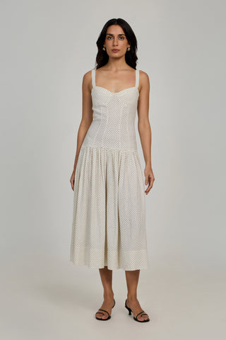 Odessa Dress - Ivory Dot, XS | Midi Dress For Women by Summer Away Odessa Dress - Ivory Dot, XS | Midi Dress For Women by Summer Away
