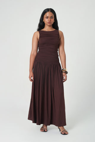 Patmos Dress - Dark Walnut, XS | Maxi Dress For Women by Summer Away Patmos Dress - Dark Walnut, XS | Maxi Dress For Women by Summer Away